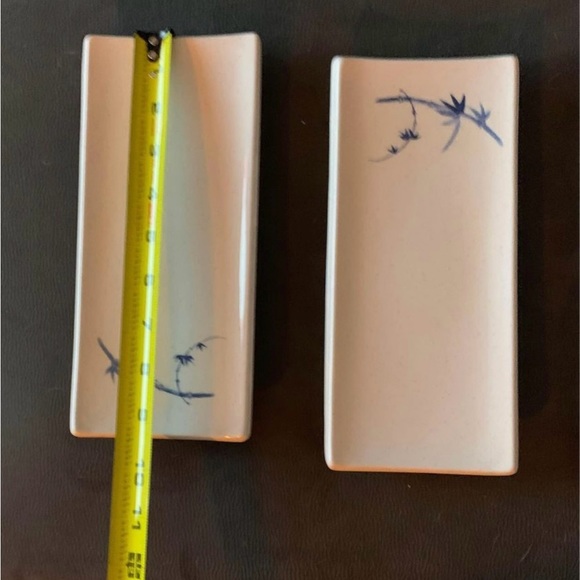 Thunder Group Blue Bamboo 8 1/2" x 4 3/4" Rectangular Sashimi Platter - 4 pack - Picture 2 of 3